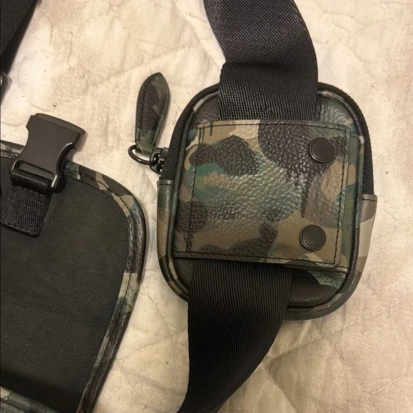 Coach Green and Black Belt Bag and Wallet Set